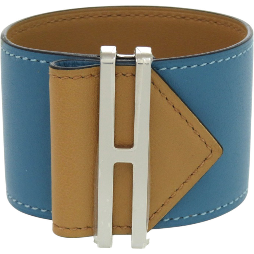 HERMES Silver Leather Bracelet